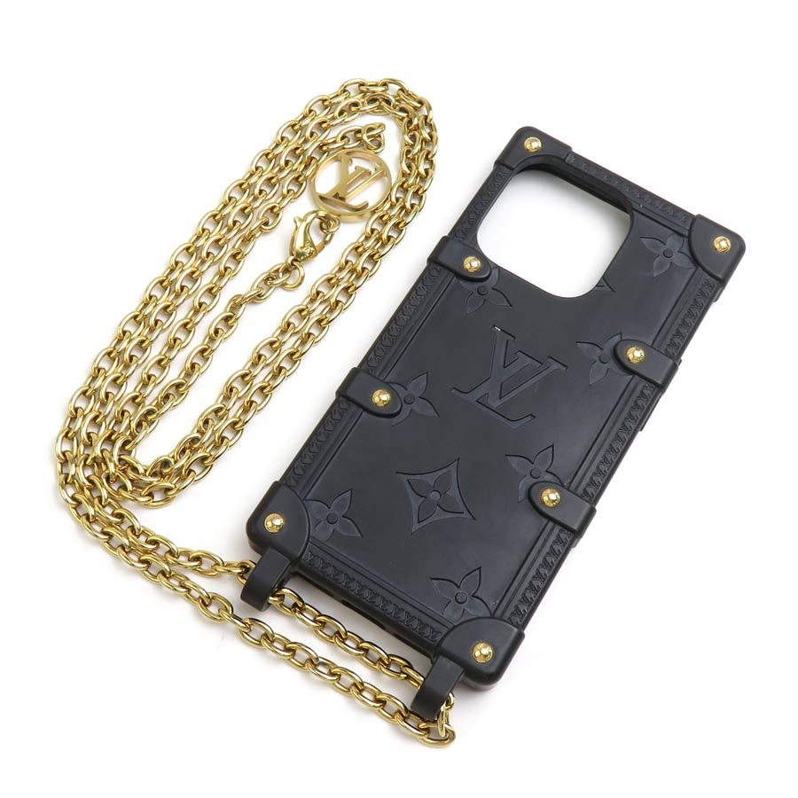 ルイ ヴィトン LOUIS VUITTON スマートフォンケース iPhone14 Proケース リ トランク IPHONE 14 PRO メタル/TPU ノワール ゴールド ユニセックス M81997【中古】 h30728k