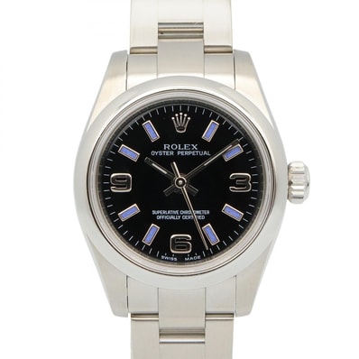 ロレックス ROLEX オイスター パーペチュアル 腕時計 時計 ステンレススチール レディース ブラック系 176200 【中古】