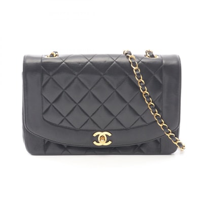 シャネル CHANEL マトラッセ ダイアナフラップ ショルダーバッグ バッグ ラムスキン(羊革) レディース ブラック系 A01165 【中古】