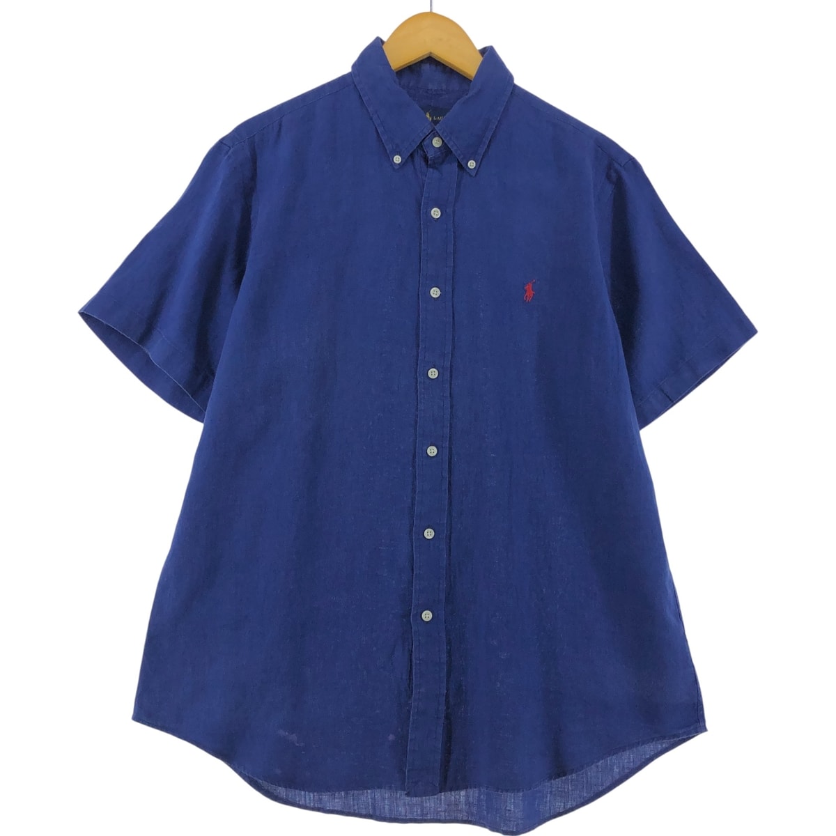 古着 ラルフローレン Ralph Lauren 半袖 リネン ボタンダウンシャツ メンズL相当/eaa531561