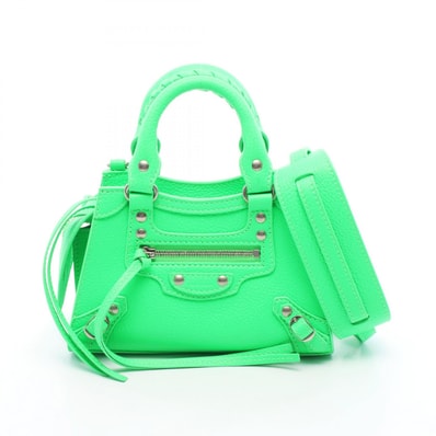 バレンシアガ BALENCIAGA ネオ クラシック ナノ 2WAY ハンドバッグ バッグ レザー レディース グリーン系 638527 【中古】