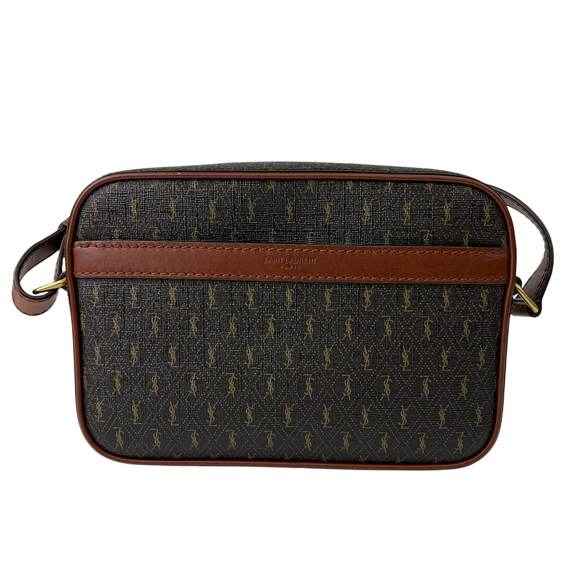 YVES SAINT LAURENT イヴ・サンローラン YSL ロゴ ショルダーバッグ レザー ブラウン レディース【中古】