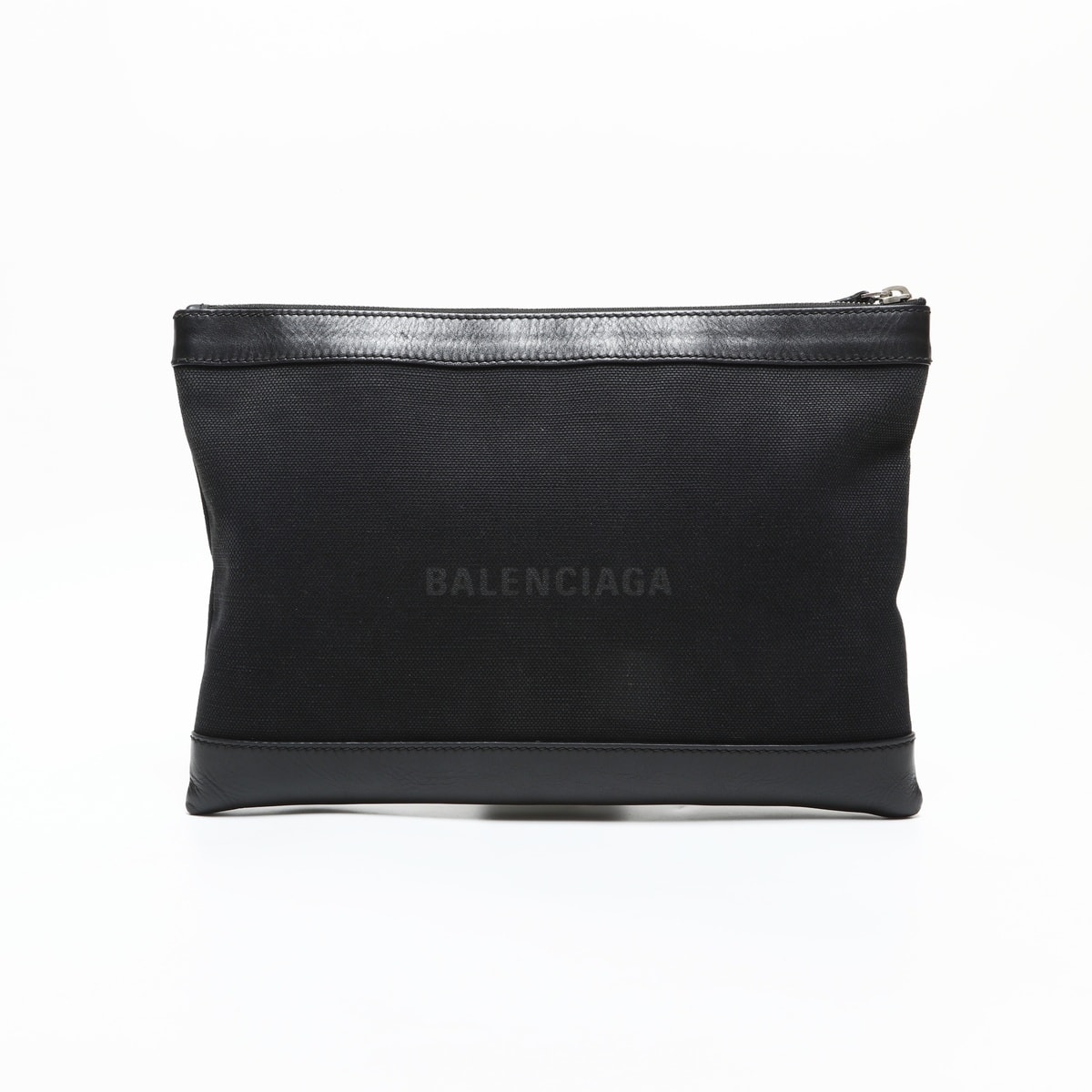 バレンシアガ BALENCIAGA M キャンバス クリップ ロゴ クラッチバッグ【中古】