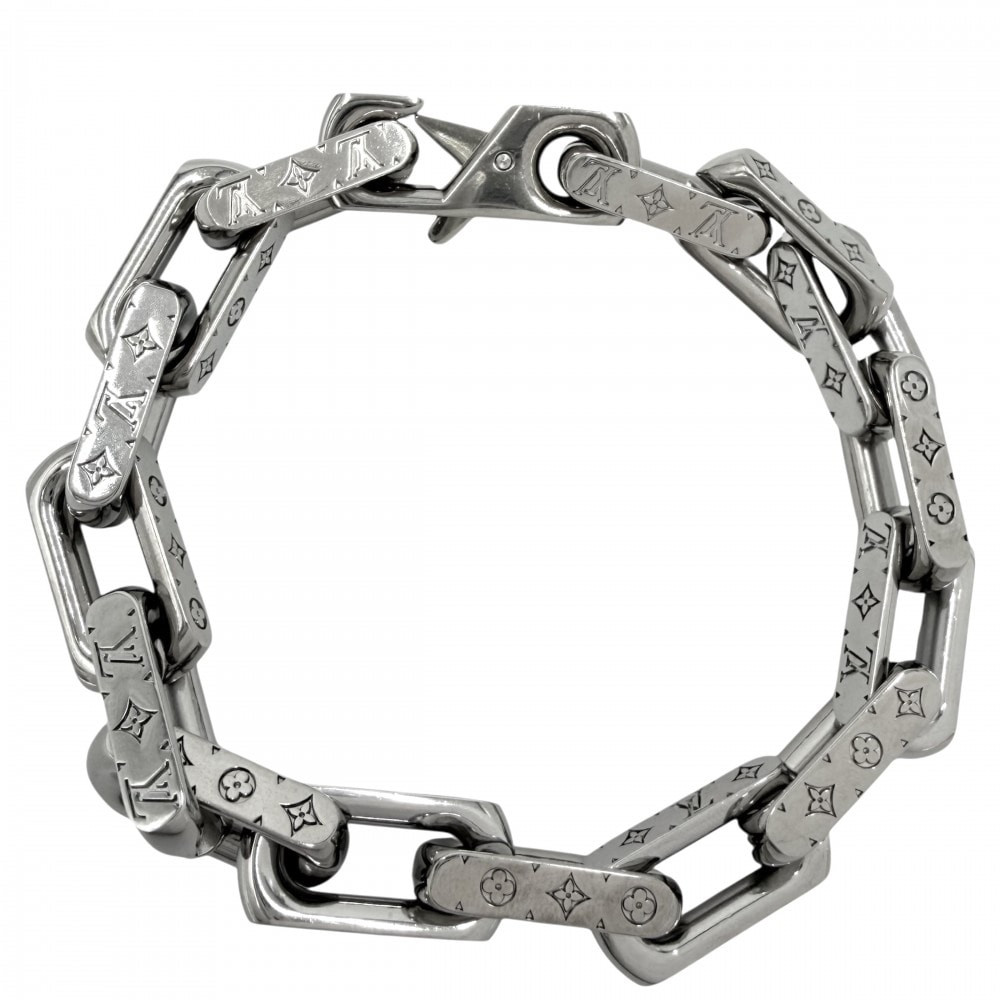 LOUIS VUITTON ルイヴィトン ブレスレット ブレスレットチェーンモノグラム アクセサリー Lサイズ M00308 シルバー メンズ 約53.7g【中古品】