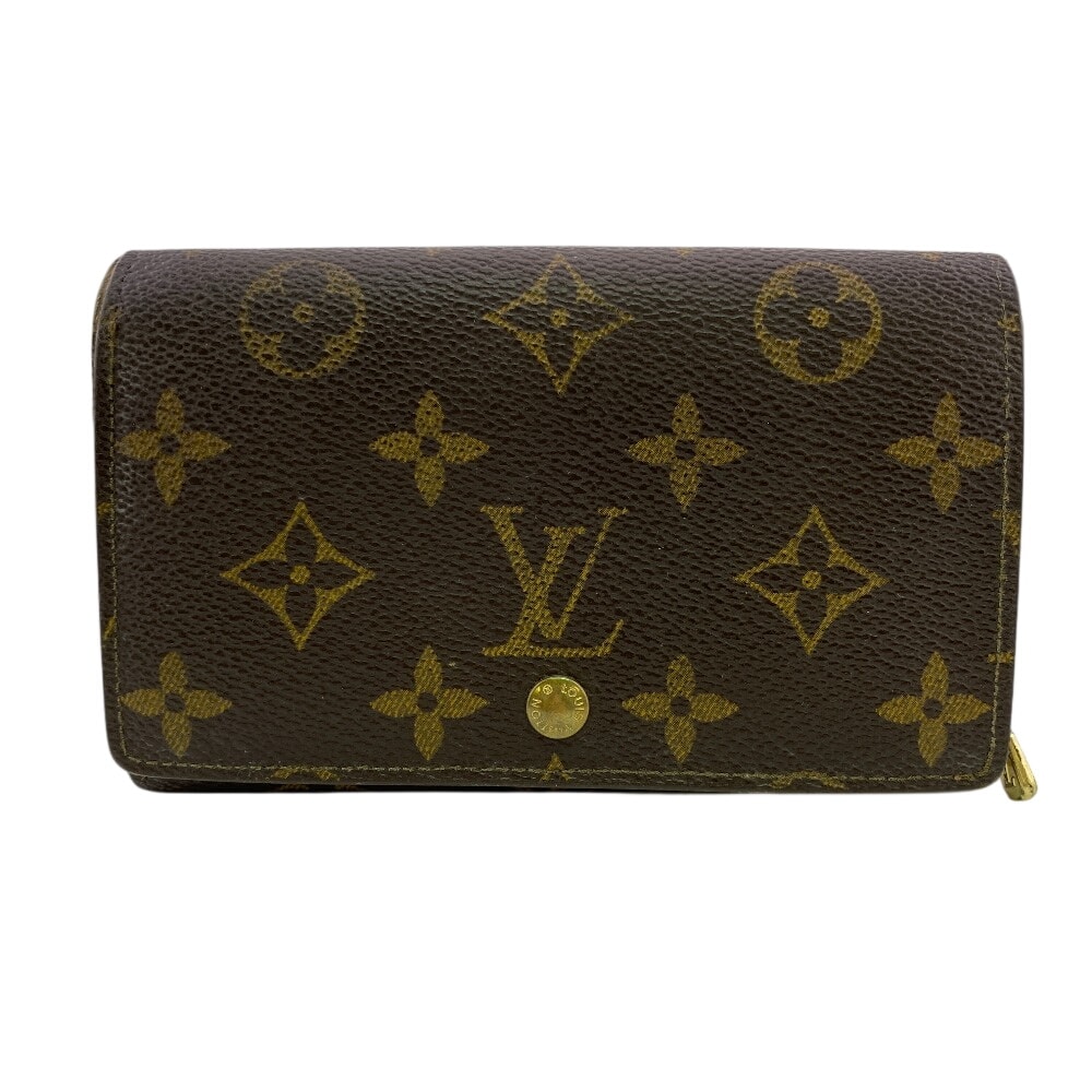 ルイヴィトン LOUIS VUITTON 二つ折り財布 モノグラム ポルトモネ ビエ トレゾール コンパクトウォレット L字ファスナー M61730 ブラウン