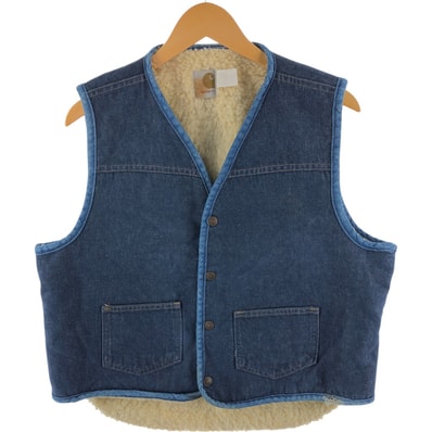 古着 70年代 カーハート Carhartt バットダイ デニムボアベスト USA製 メンズL相当 ヴィンテージ/eaa523633
