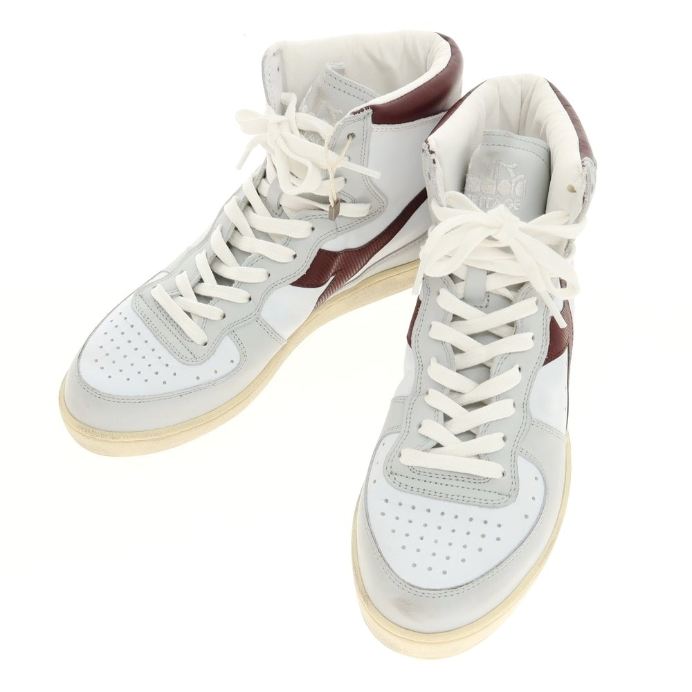【中古】【未使用】ディアドラ Diadora MI BASKET USED スニーカー ホワイトxライトグレー【サイズ27】【メンズ】