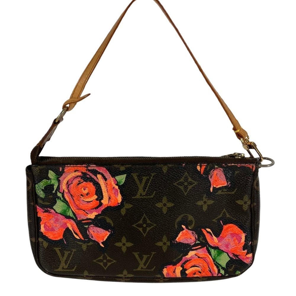 ルイヴィトン LOUIS VUITTON ポシェットアクセソワール M48615 モノグラムローズ バラ 薔薇  カバン ハンドバッグ ショルダーバッグ ポーチ モノグラムキャンバス ブラウン