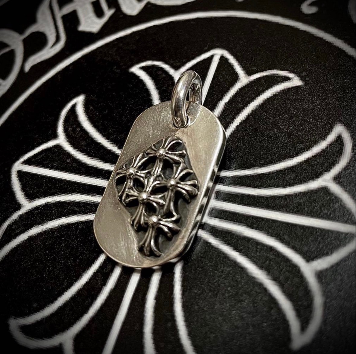 Chrome Hearts Dog Tag S Razed Cemetery "Silver"