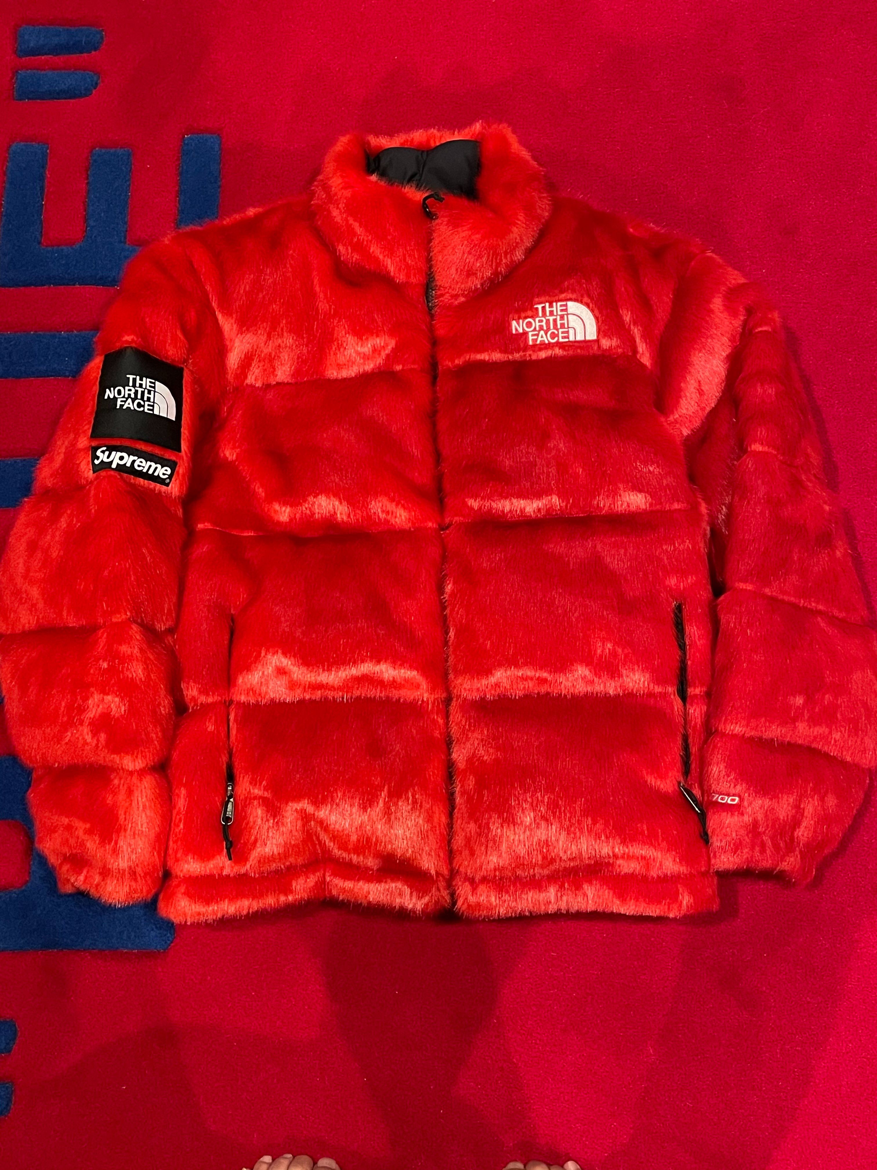 Supreme x The North Face Faux Fur Nuptse Jacket "Red"