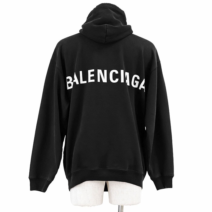 美品 バレンシアガ パーカー フレンチテリー 2018年製 バックプリント スウェット ユニセックス ブラック XS BALENCIAGA