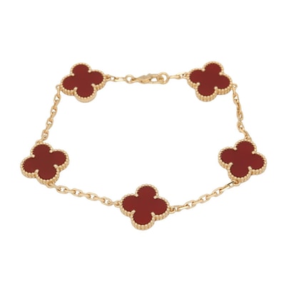 ヴァンクリーフ&アーペル Van Cleef & Arpels ヴィンテージアルハンブラ カーネリアン 5P ブレスレット ブレスレット アクセサリー K18(イエローゴールド) カーネリアン レディース レッド系 / ゴールド系