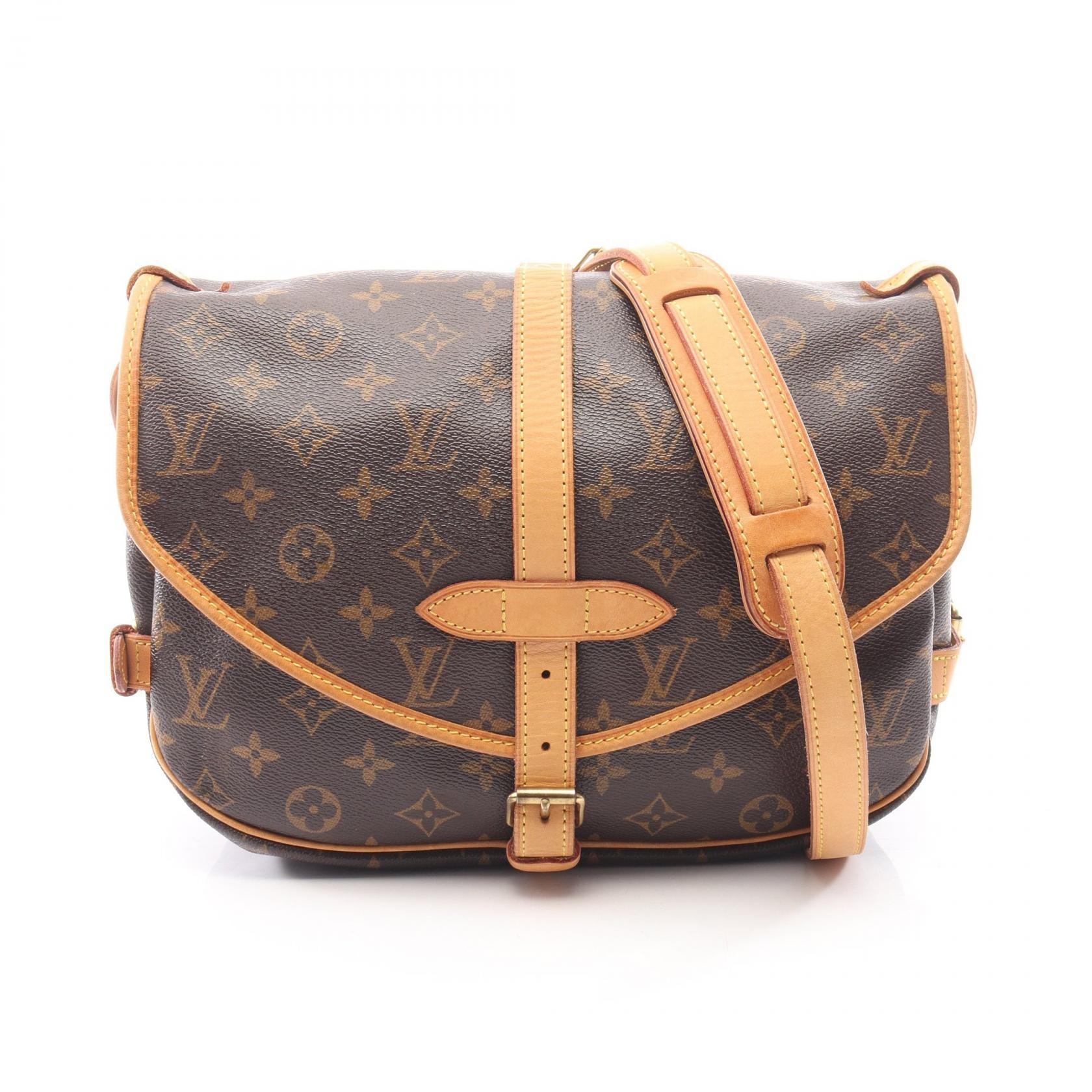 ルイ・ヴィトン LOUIS VUITTON ソミュール30 ショルダーバッグ バッグ PVCコーティングキャンバス レザー モノグラム レディース ブラウン系 M42256 【中古】