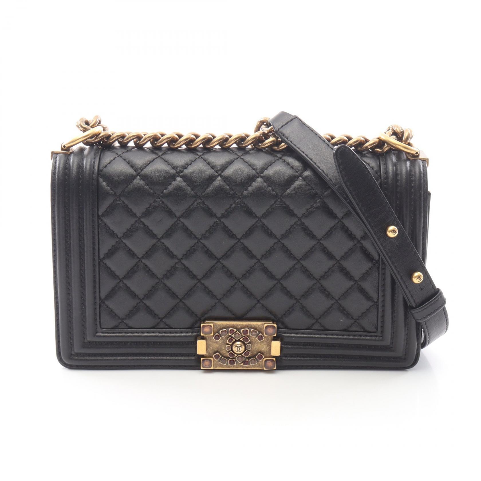 シャネル CHANEL ボーイシャネル ショルダーバッグ バッグ レザー レディース ブラック系 A67086 【中古】