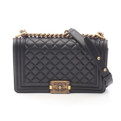 シャネル CHANEL ボーイシャネル ショルダーバッグ バッグ レザー レディース ブラック系 A67086 【中古】