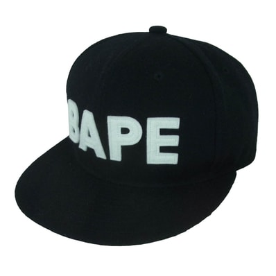 A BATHING APE アベイシングエイプ 001CPJ801009M ウール パッチ キャップ 帽子 日本製 ブラック系 F【美品】【中古】