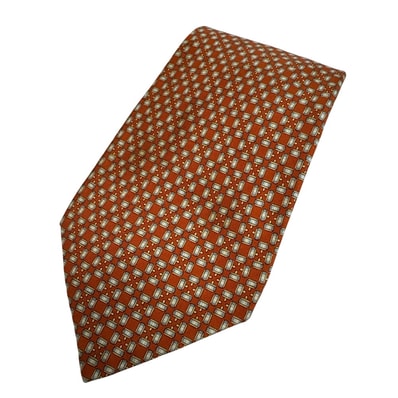 ダンヒル Dunhill ネクタイ 総柄 ビジネス 通勤 フォーマル オレンジ