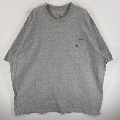古着 カーハート Carhartt 半袖Tシャツ 肉厚 ワンポイント ロゴ 大きいサイズ 3XL グレー 無地 メンズ