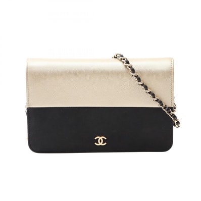シャネル CHANEL マトラッセ バイカラー ショルダーバッグ バッグ レザー キャビアスキン(グレインドカーフ) レディース ブラック系 / ゴールド系 【中古】