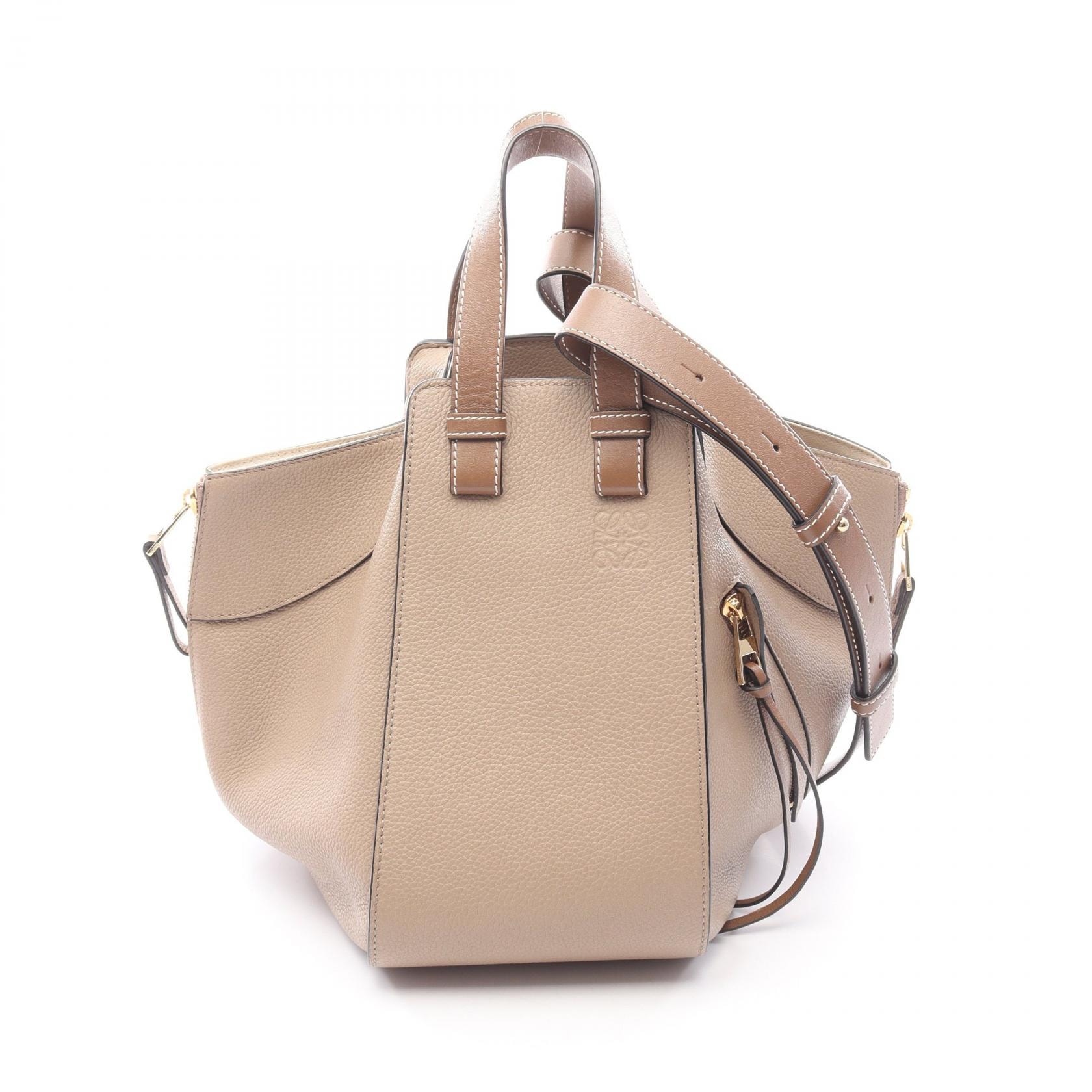 ロエベ LOEWE ハンモックバッグ スモール ハンドバッグ バッグ レザー レディース ベージュ系 / ブラウン系 【中古】