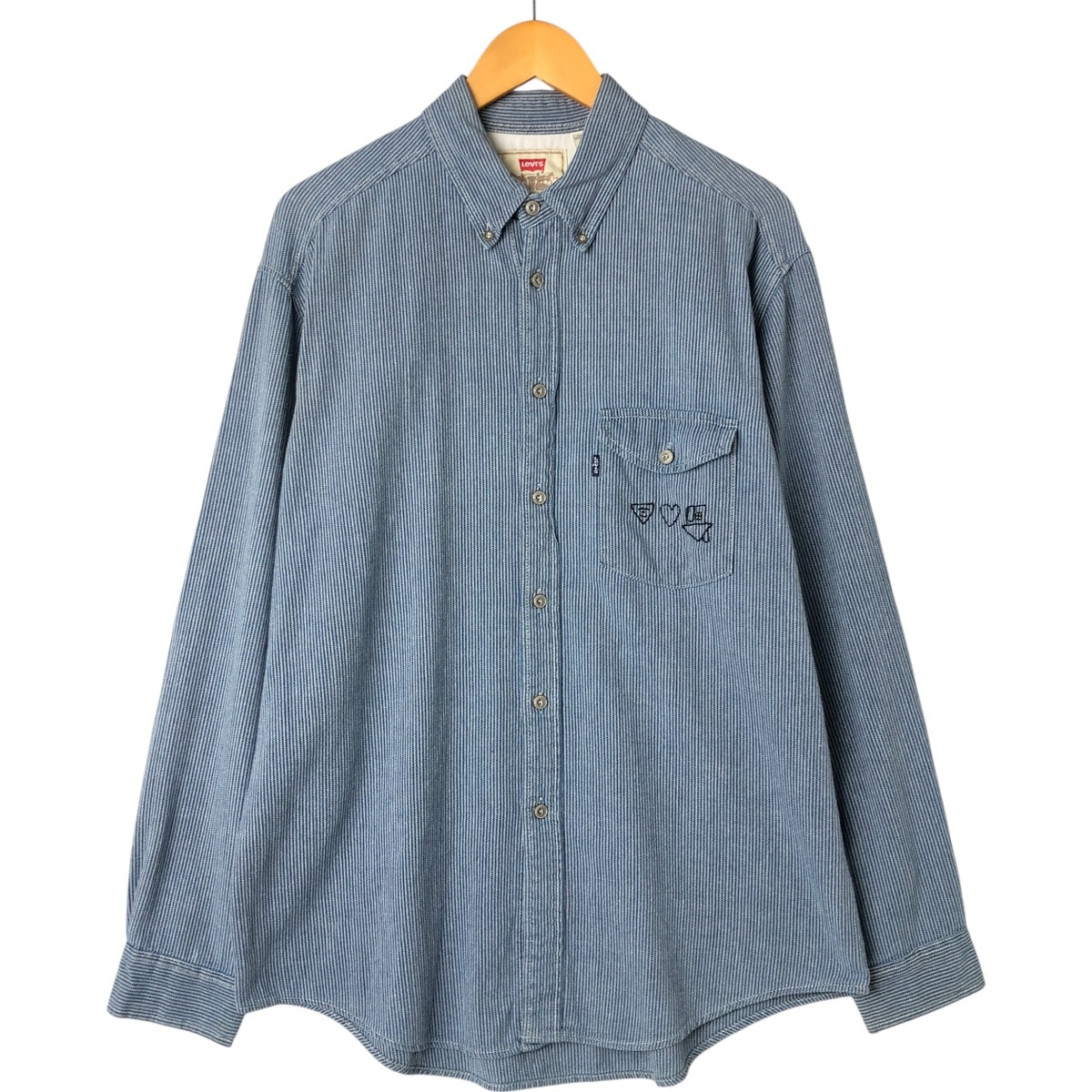古着 90年代 リーバイス Levi's ストライプ柄 長袖 ボタンダウンシャツ メンズM相当 ヴィンテージ/eaa541761