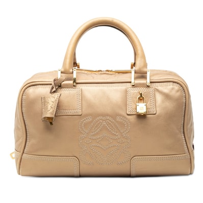 ロエベ アナグラム アマソナ28 ハンドバッグ ゴールド レザー レディース LOEWE 【中古】