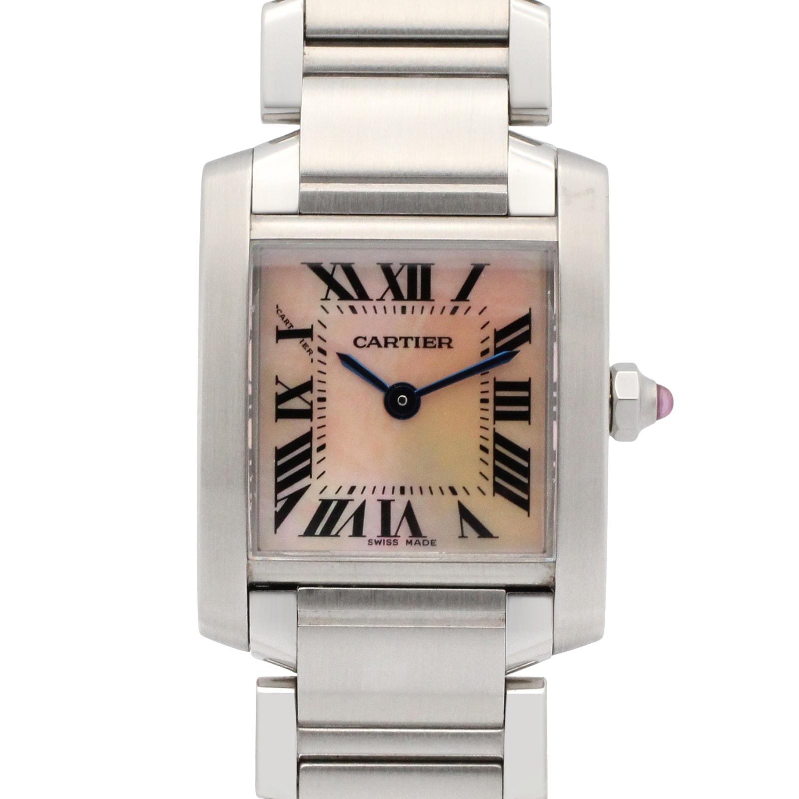 カルティエ CARTIER タンクフランセーズ SM 腕時計 時計 ステンレススチール レディース ピンク系 ピンクシェル W51028Q3 【中古】