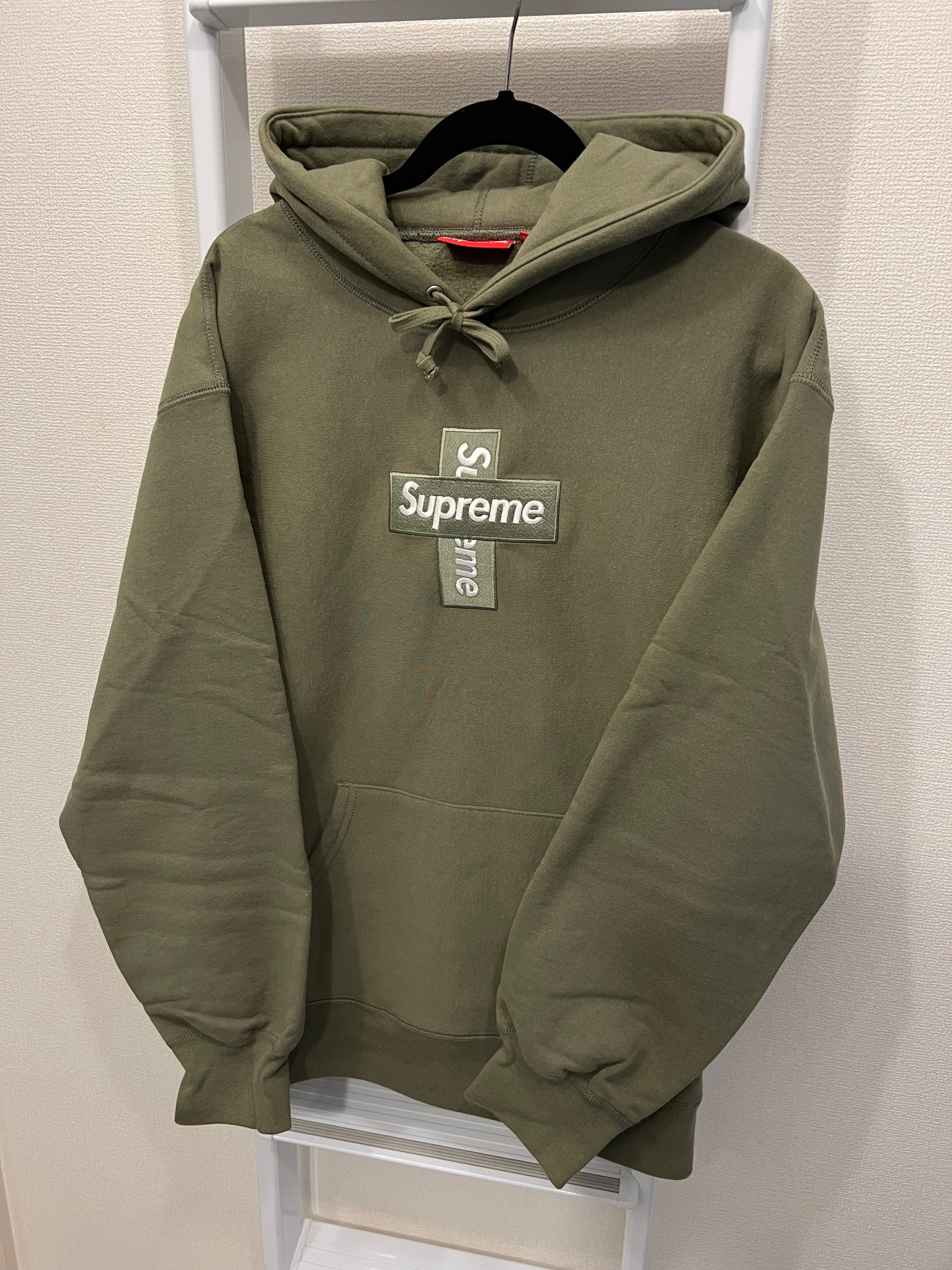 Supreme Cross Box Logo Hooded Sweatshirt "Light Olive"