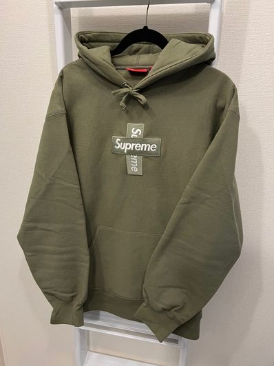 Supreme Cross Box Logo Hooded Sweatshirt "Light Olive"