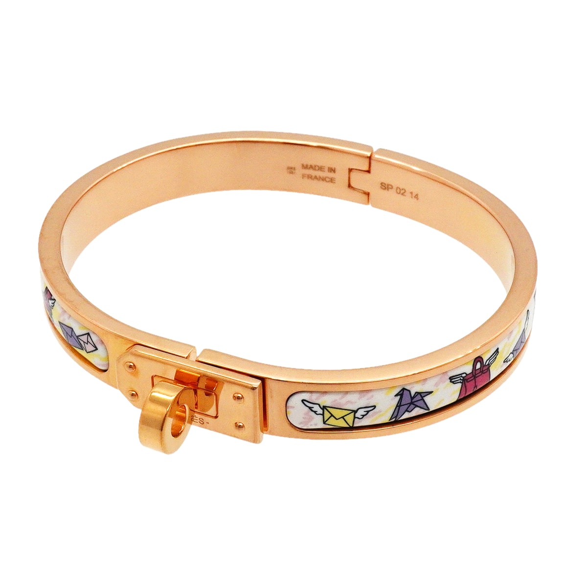 【6jkb0347】エルメス バングル ミニクリック/ケリー GPメッキ マルチカラー ピンクゴールド【中古】レディース