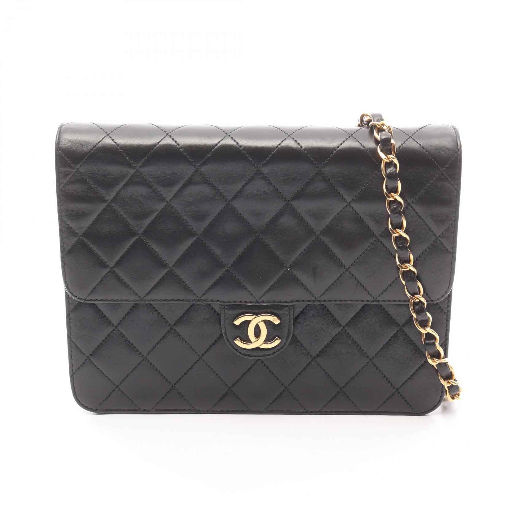 シャネル CHANEL マトラッセ シングルフラップ ショルダーバッグ バッグ ラムスキン(羊革) レディース ブラック系 【中古】