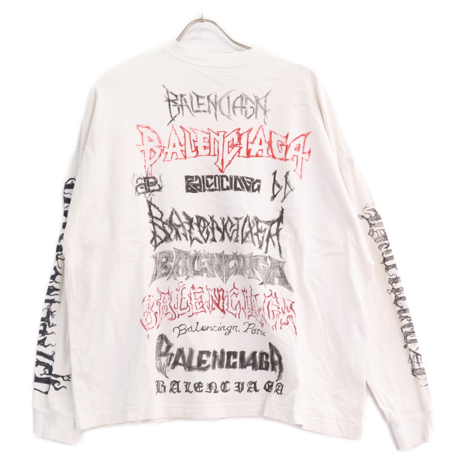 バレンシアガ 【国内正規/23年製】ヴィンテージ加工 DIY METAL メタルロゴ 長袖Tシャツ L