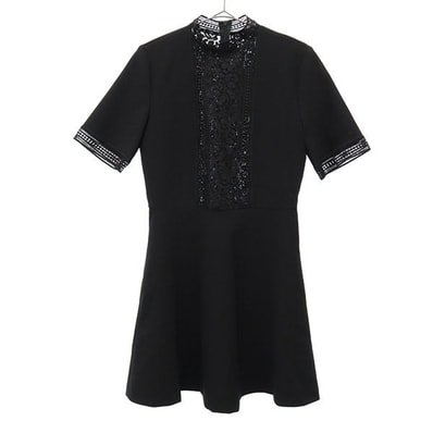 ZARA WOMAN ザラウーマン 未使用 刺繍 半袖 ワンピース XS ブラック