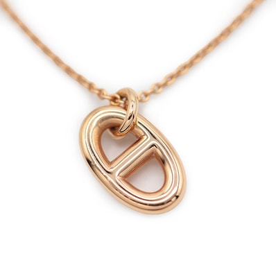 HERMES エルメス ネックレス メンズ レディース ユニセックス ファランドールPM シェーヌダンクル ピンクゴールド 金18 K18PG チェーン全長 約41.3cm ジュエリー ケース付属 フランス製