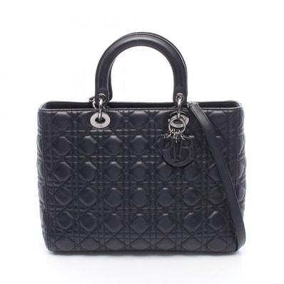 ディオール Dior レディディオール ラージ 2WAY ハンドバッグ バッグ レザー レディース ブラック系 【中古】
