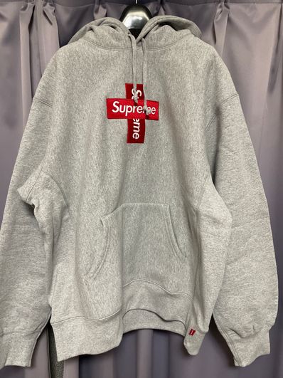 Supreme Cross Box Logo Hooded Sweatshirt "Grey"