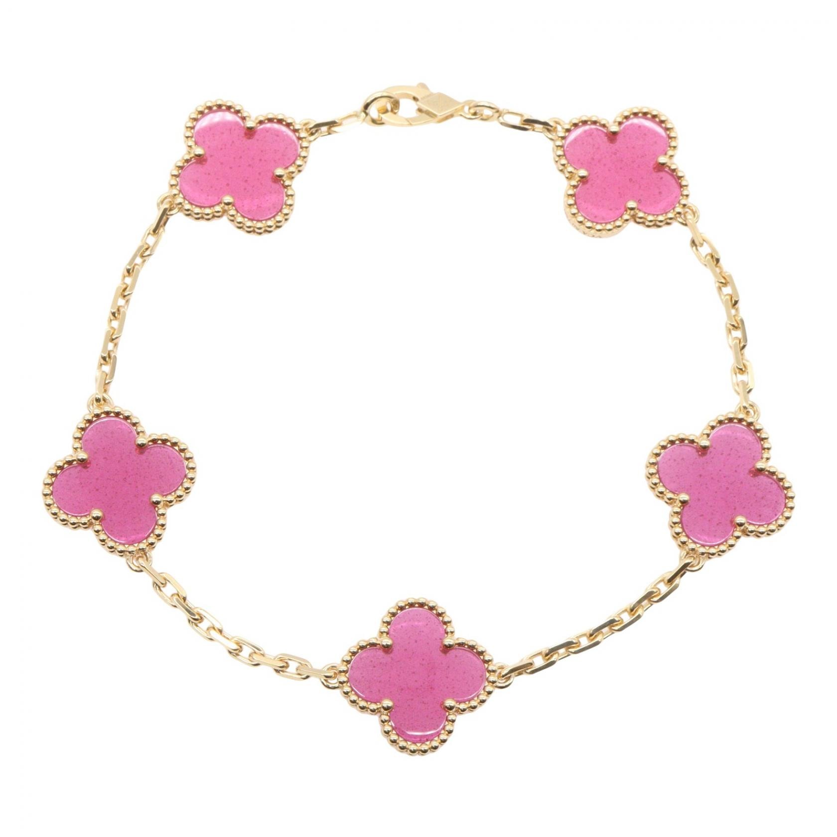 ヴァンクリーフ&アーペル Van Cleef & Arpels ヴィンテージアルハンブラ エナメル 5モチーフ ブレスレット ブレスレット アクセサリー K18(イエローゴールド) エナメル レディース ゴールド系 / ピンク系