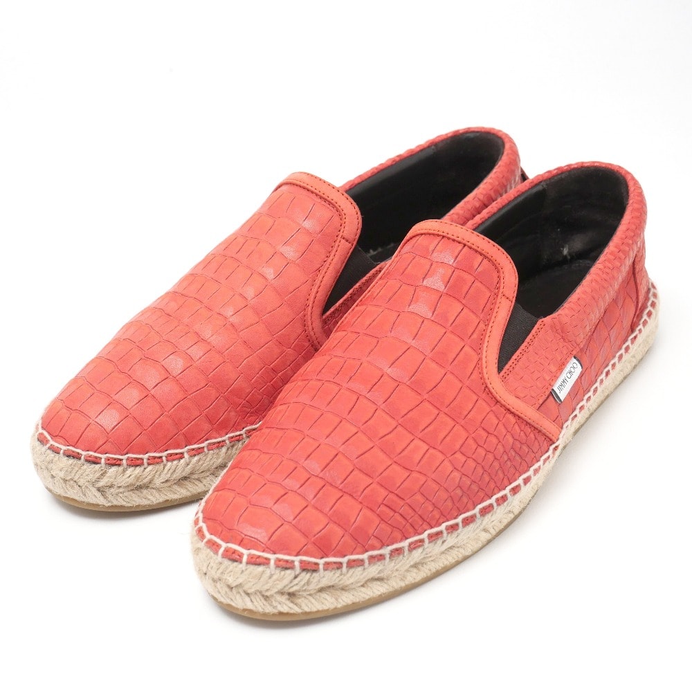 JIMMY CHOO ジミーチュウ スリッポン サイズ41 エスパドリーユ クロコ型押し レザー 靴 ブランド古着【中古】20250701/RA5235