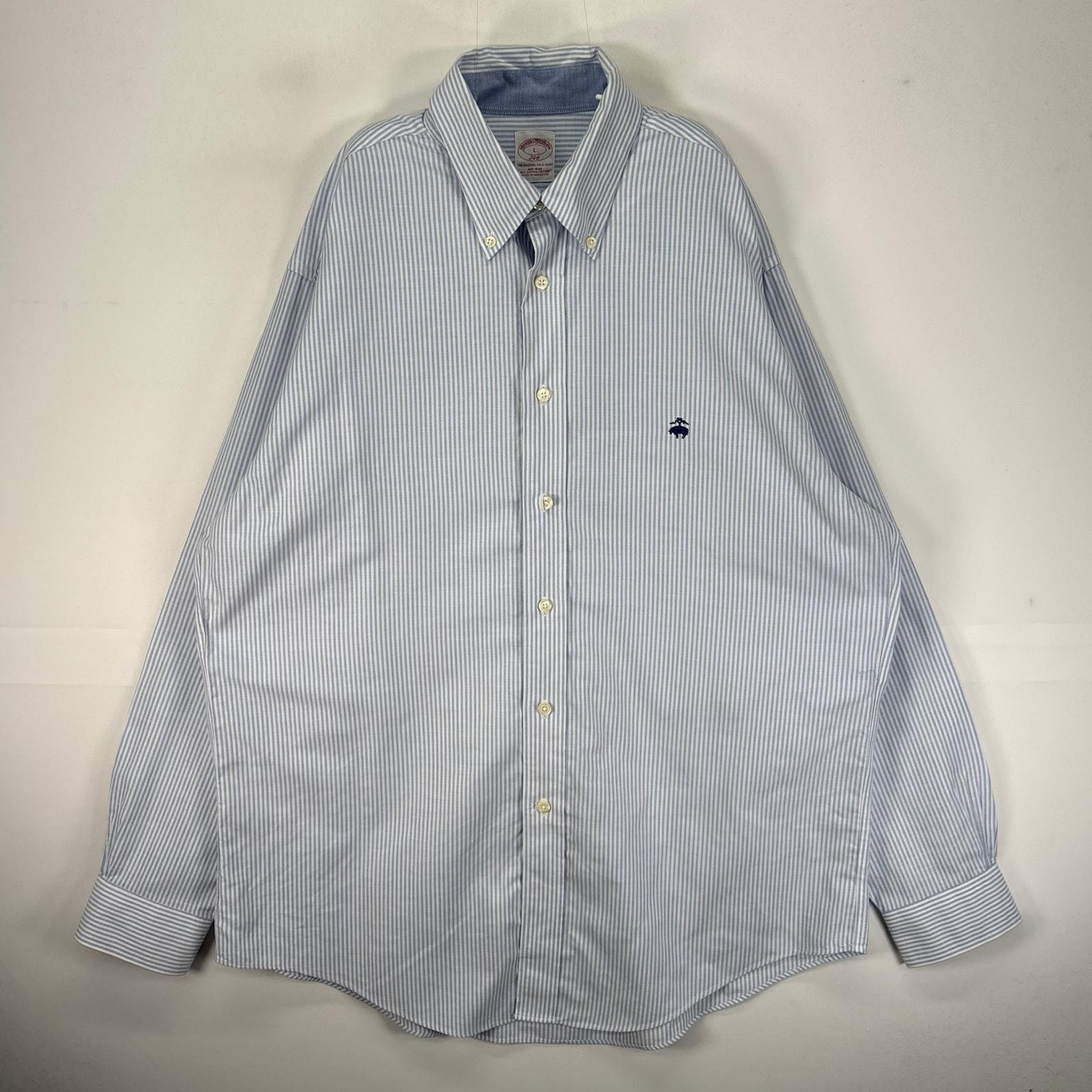 古着 ブルックスブラザーズ Brooks Brothers 長袖シャツ 346 BD ワンポ ロゴ刺繍 L  ブルー系 ストライプ メンズ