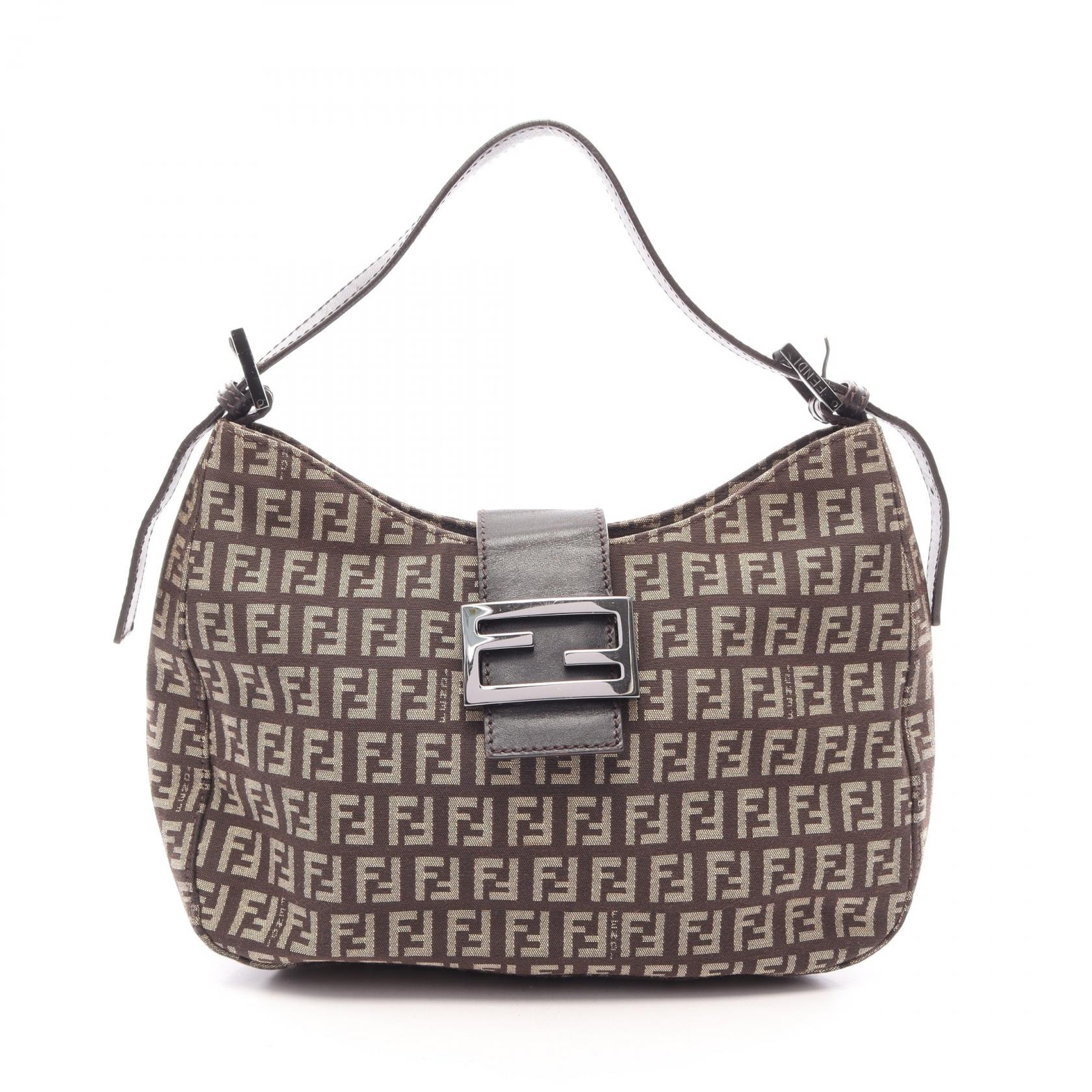 フェンディ FENDI ズッキーノ ショルダーバッグ バッグ キャンバス レザー レディース ブラウン系 / ベージュ系 8BR036 【中古】
