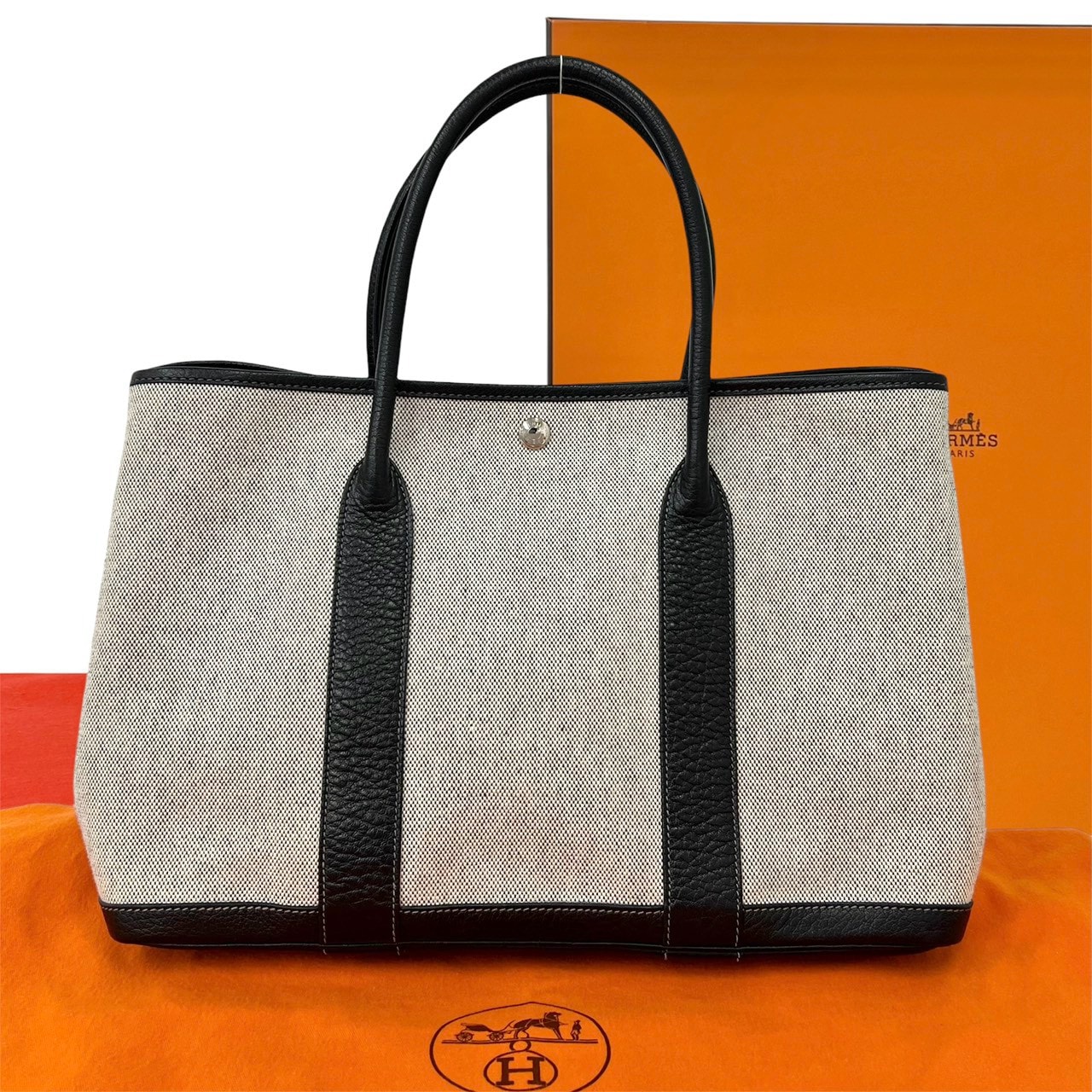 HERMES エルメス ガーデンパーティ PM トワルアッシュ ネゴンダ ハンドバッグ グレー
 57308