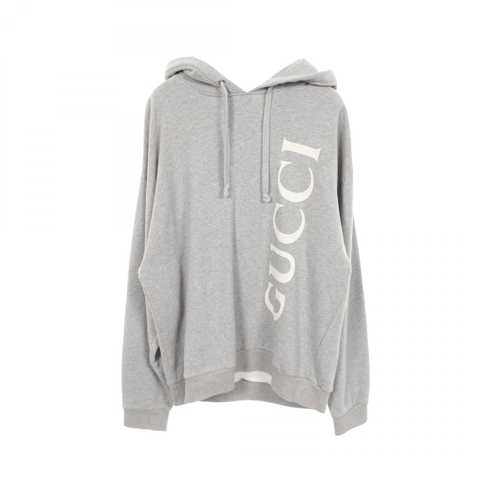 グッチ GUCCI ロゴプリント パーカー 衣料品 トップス コットン メンズ グレー系 604974 【中古】