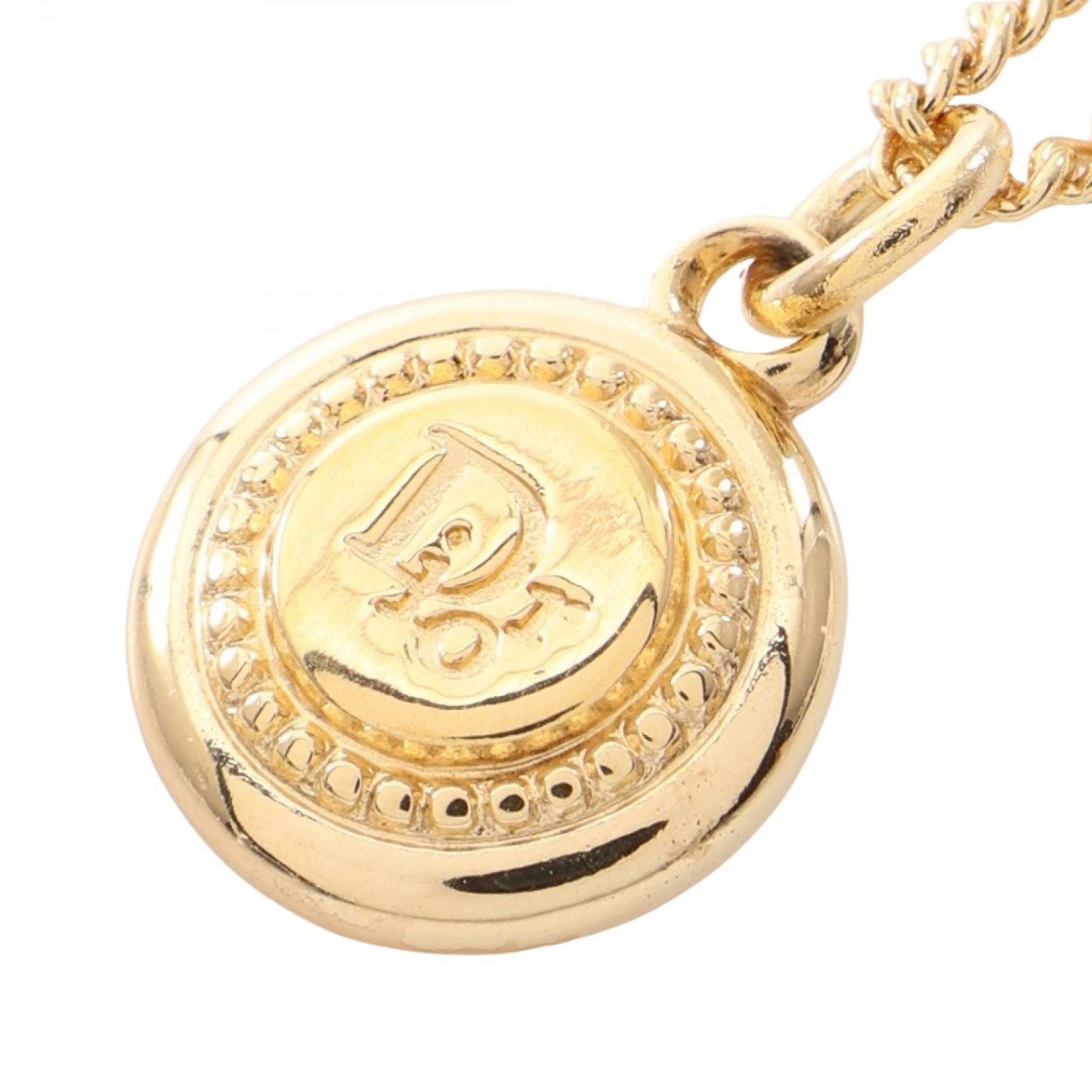 ディオール Dior ロゴ ミニコイン ネックレス ジュエリー GP(ゴールドメッキ) レディース ゴールド系 【中古】
