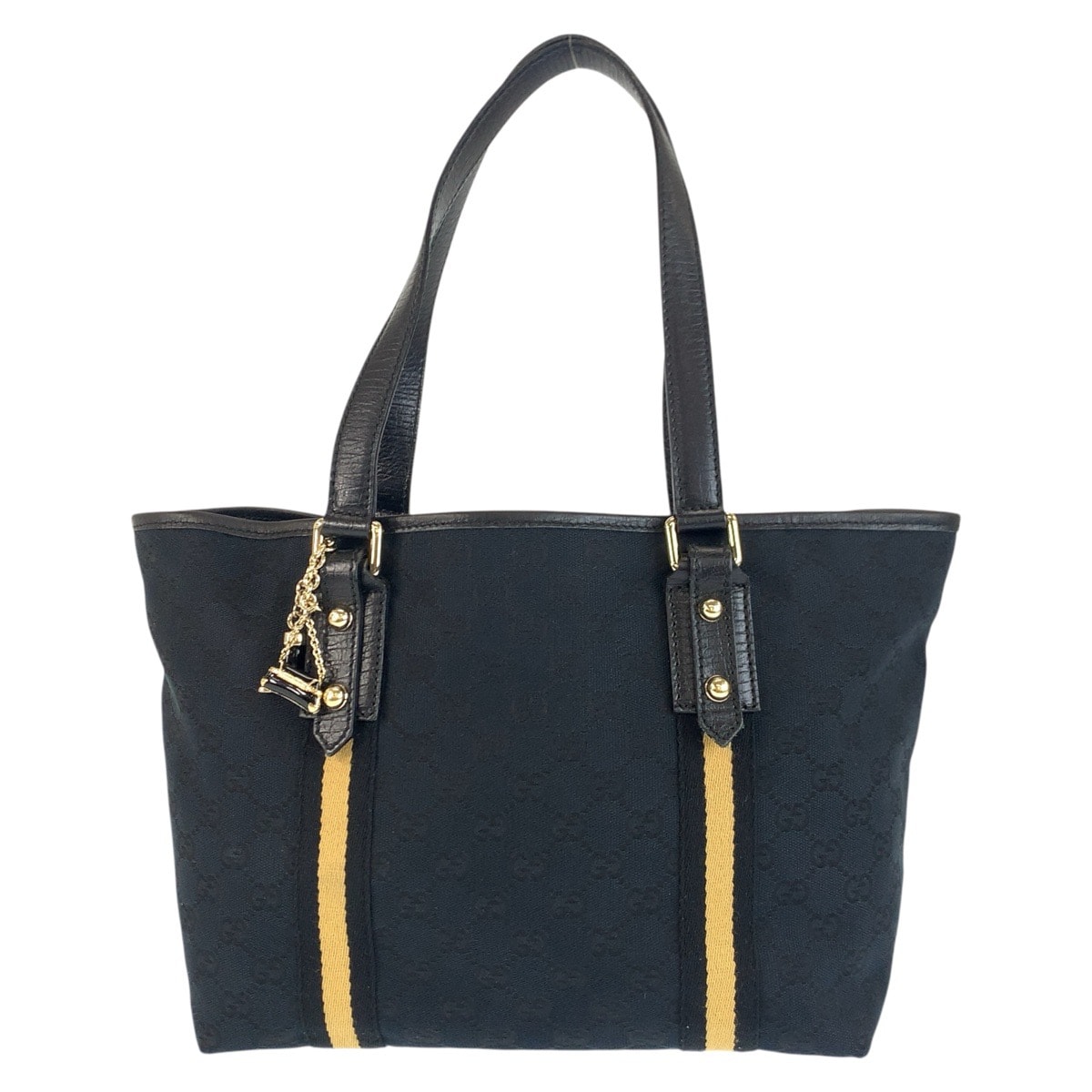 美品 GUCCI グッチ シェリーライン ブラック 黒 ゴールド金具 GGキャンバス トートバッグ ショルダーバッグ 602331 【中古】