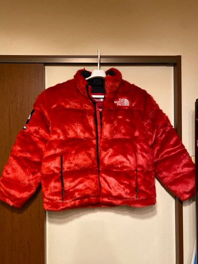 Supreme x The North Face Faux Fur Nuptse Jacket "Red"