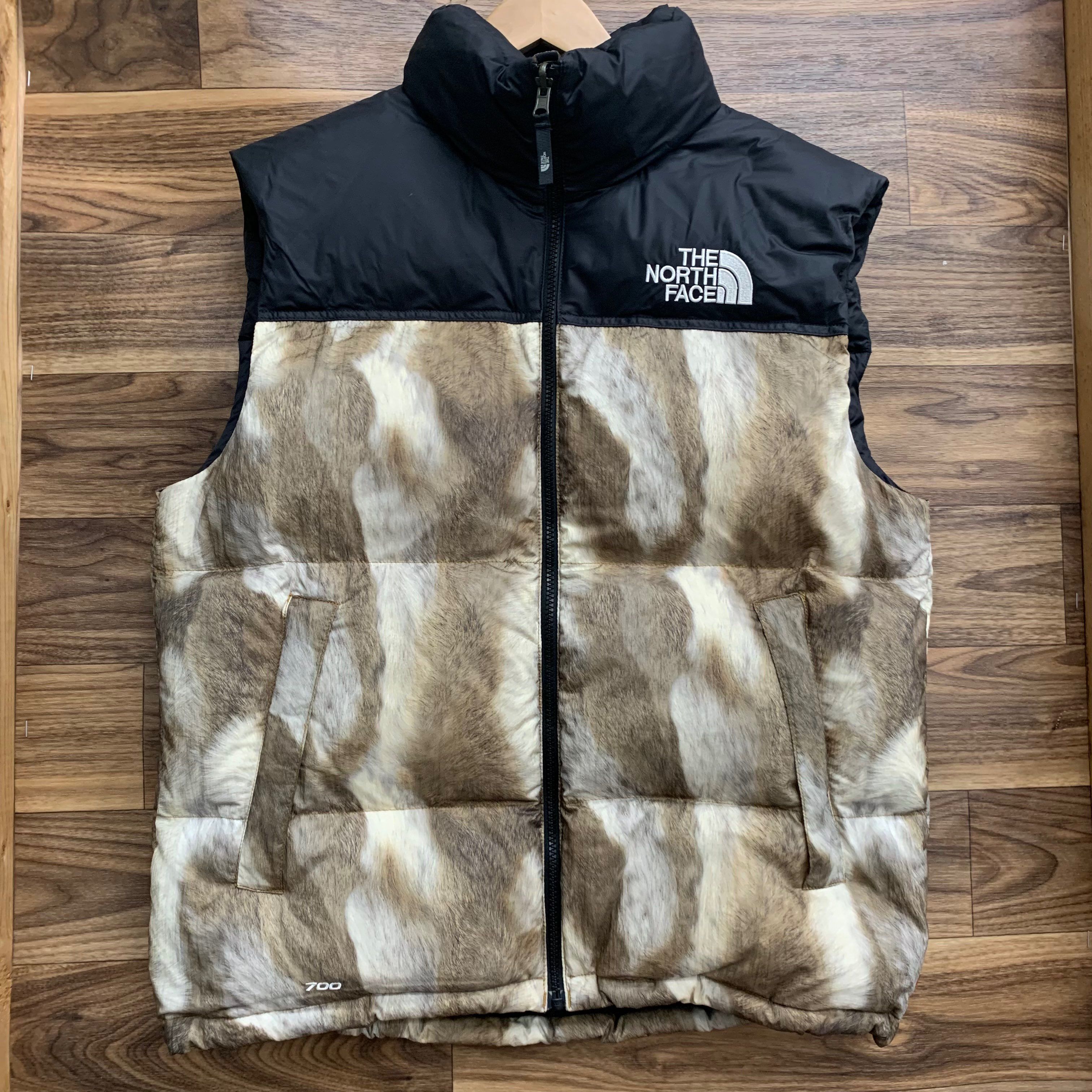 Supreme x The North Face Fur Print Nuptse Vest "Brown"