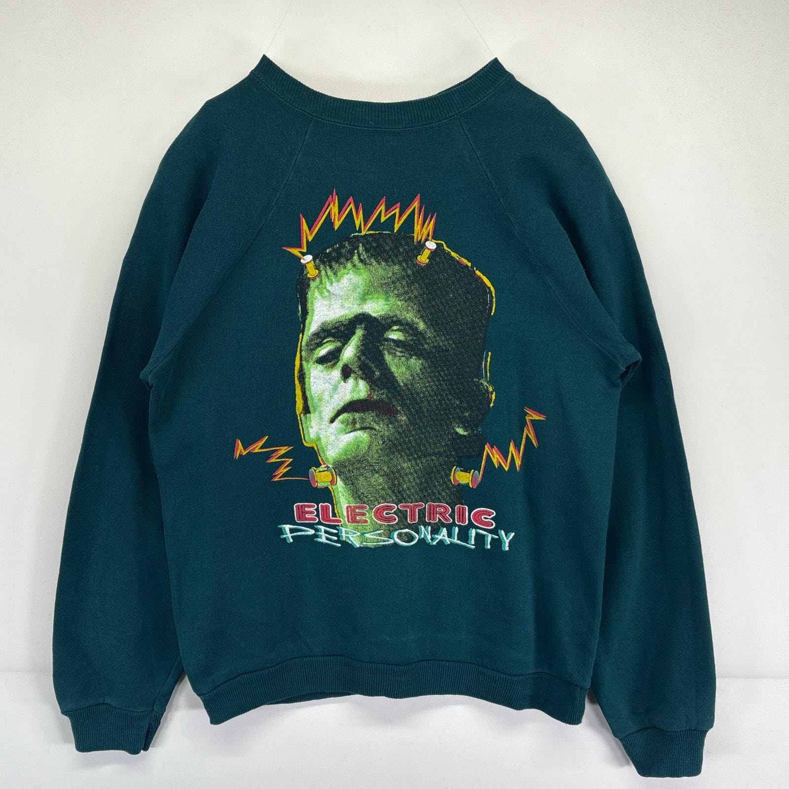 古着 ヘインズ Hanes スウェット トレーナー クルーネック フランケンシュタイン ラグランスリーブ XL グリーン系 レディース