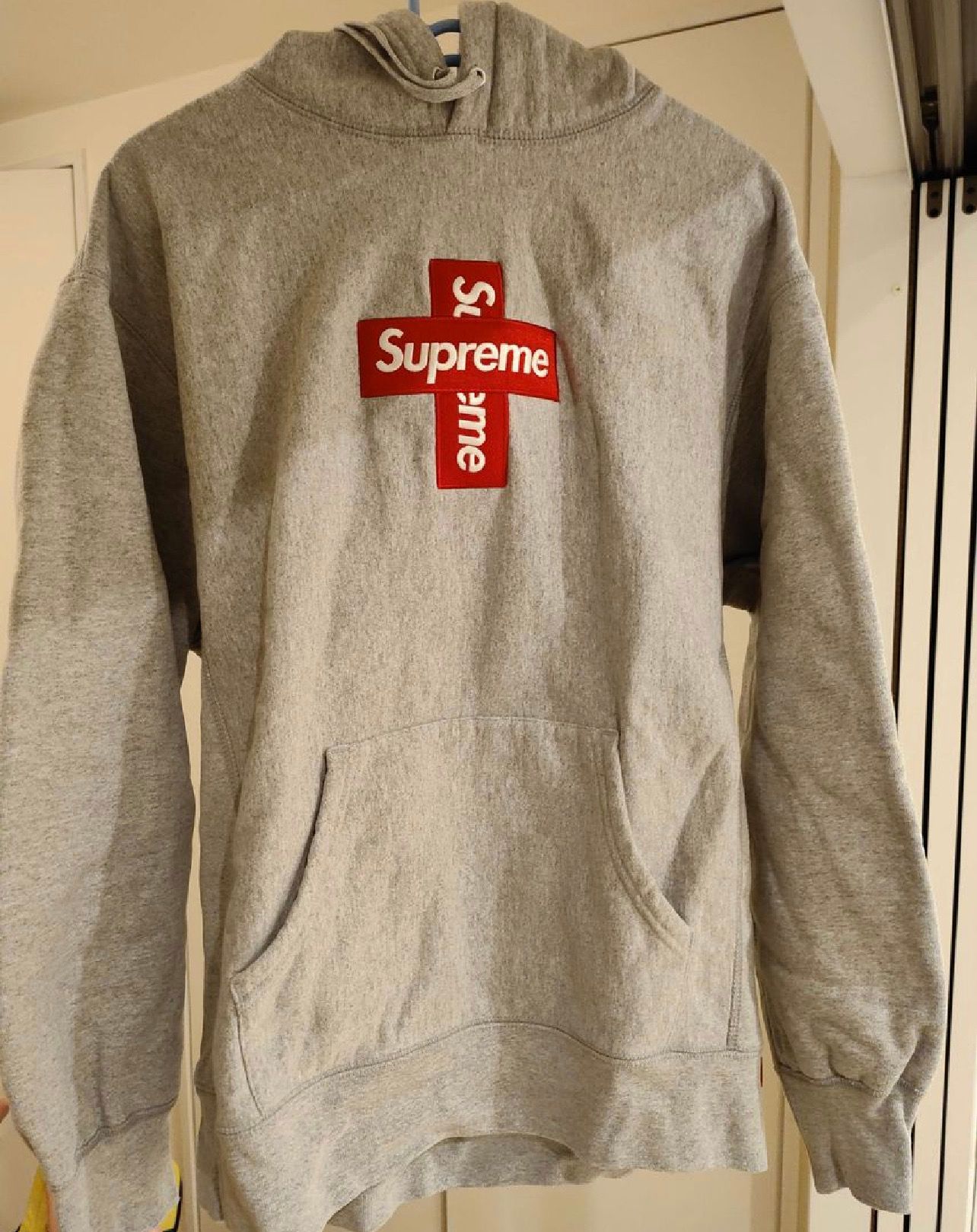 Supreme Cross Box Logo Hooded Sweatshirt "Grey"