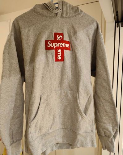 Supreme Cross Box Logo Hooded Sweatshirt "Grey"