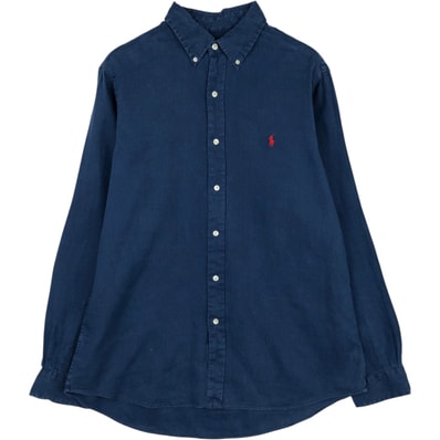 古着 ラルフローレン Ralph Lauren CLASSIC FIT クラシックフィット 長袖 リネン ボタンダウンシャツ メンズL相当/eaa633560